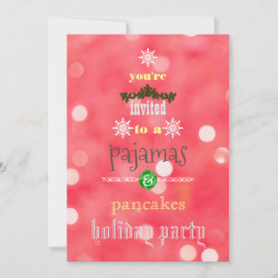 Christmas Holiday Pajamas & Pancakes Family Party Invitation