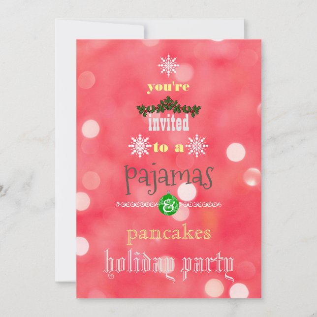 Christmas Holiday Pajamas & Pancakes Family Party  Invitation (Front)