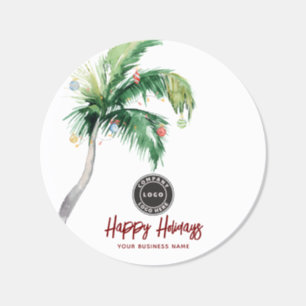 Christmas Holiday Palm Tree Business Logo Classic Round Sticker