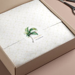 Christmas Holiday Palm Tree Family Name Classic Round Sticker<br><div class="desc">Watercolor Palm Tree Christmas Holiday stickers that you can easily customize by clicking the "Personalize" button.</div>