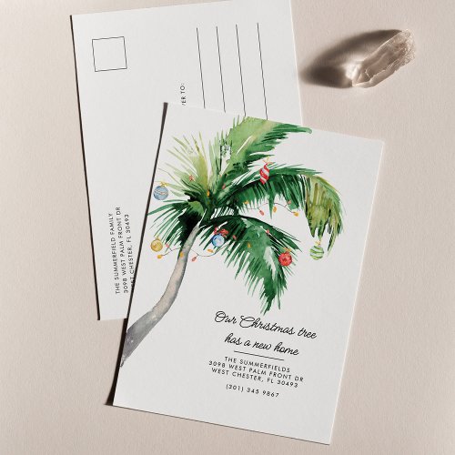 Christmas Holiday Palm Tree Moving Announcement Postcard