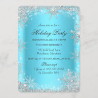 Christmas Holiday Party Blue Winter Wonderland Invitation