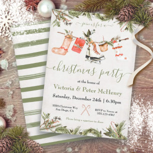 Christmas Holiday Party Clothesline Invitation