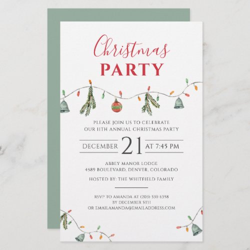 Christmas Holiday Party Corporate Event Invitation Stationery