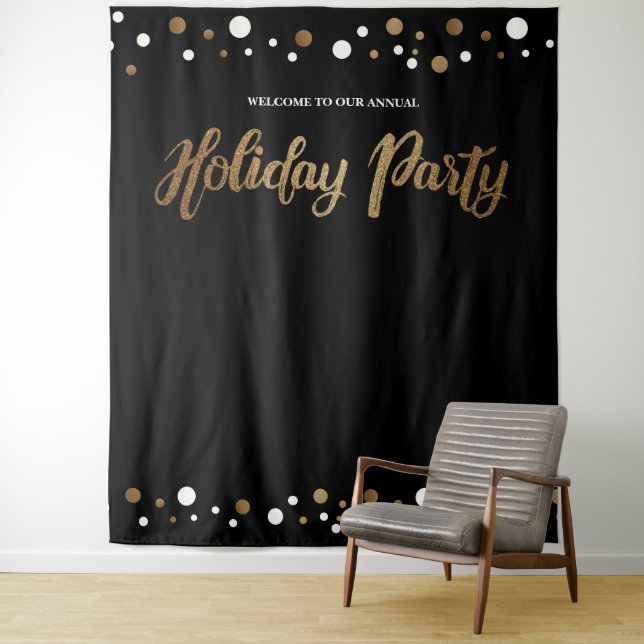 Christmas Holiday Party Corporate Gold backdrop (In Situ)