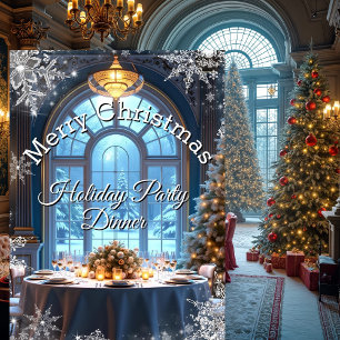 Christmas Holiday Party Dinner Blue snowflake tree Invitation