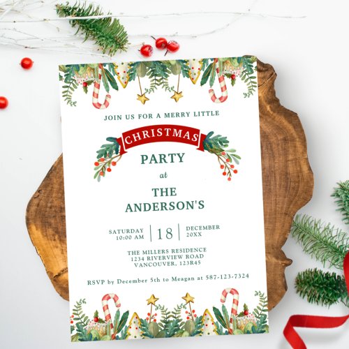 Christmas  Holiday Party Festive Greenery Invitation