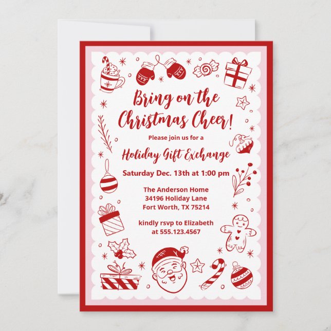 Christmas Holiday Party Gift Exchange Invitation (Front)