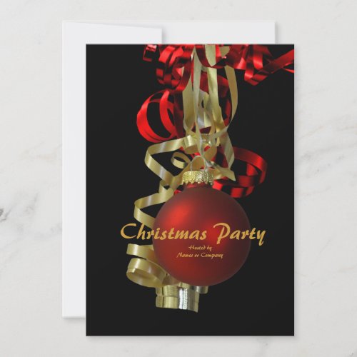 Christmas holiday party gold red elegant custom invites