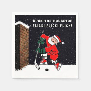 Christmas Holiday Party Hockey Sports Napkins