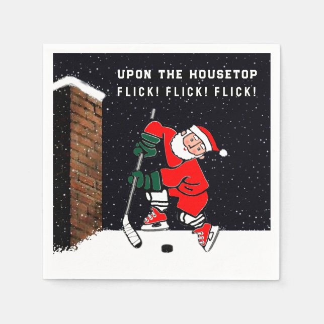 Christmas Holiday Party Hockey Sports Napkins (Front)