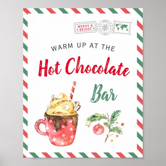 Christmas Holiday Party Hot Chocolate Cocoa Bar Poster (Front)