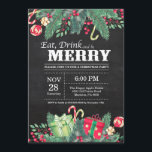Christmas Holiday Party Invitation Chalkboard<br><div class="desc">Christmas Holiday Party Invitation. Eat,  Drink and be Merry. Chalkboard Black and White background. Christmas Decorations. For further customization,  please click the "Customize it" button and use our design tool to modify this template.</div>