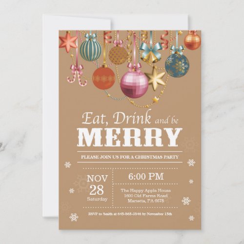 Christmas Holiday Party Invitation Eat Drink Merry