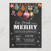 Christmas Holiday Party Invitation Eat Drink Merry