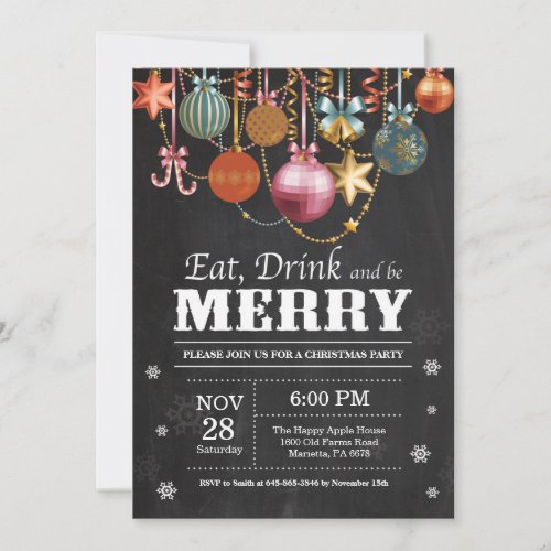 Christmas Holiday Party Invitation Eat Drink Merry