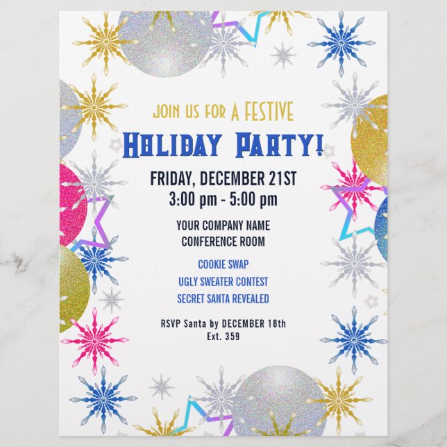 Christmas Holiday Party Invitation Flyer (Front)