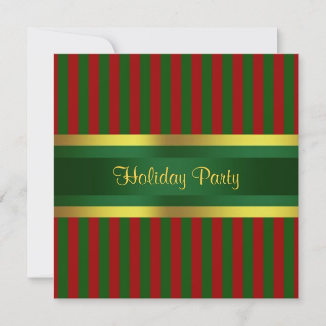 Christmas Holiday Party Invitation Red Green Gold (Front)