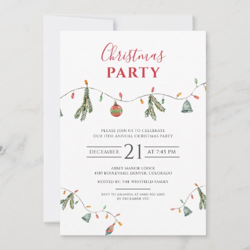 Christmas Holiday Party Lights and Decor Invitation