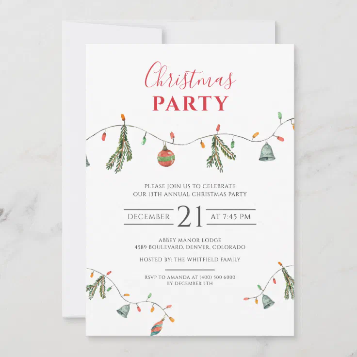 Christmas Holiday Party Lights and Decor Invitation | Zazzle