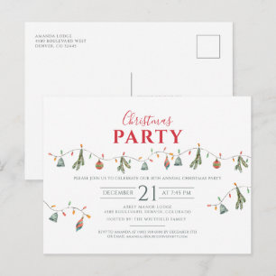 Christmas Holiday Party Modern Minimalist Invitation Postcard