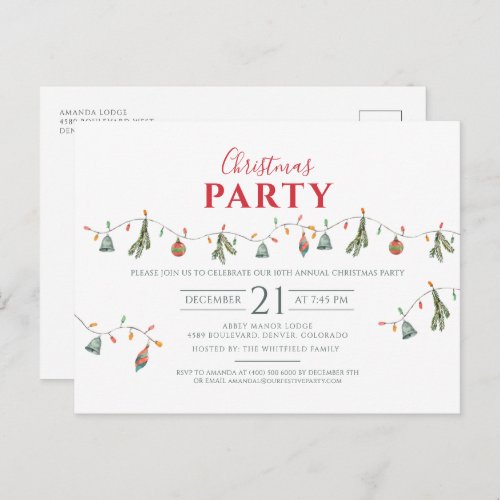 Christmas Holiday Party Modern Minimalist Invitation Postcard