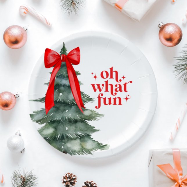 Christmas Holiday Party Oh What Fun Paper Plates (Creator Uploaded)