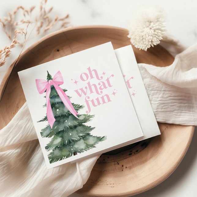 Christmas Holiday Party Oh What Fun Pink Napkins (Creator Uploaded)