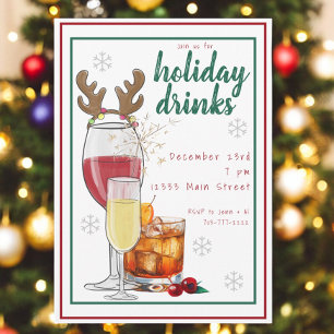 Christmas Holiday Party Old Fashion Wine Champagne Invitation