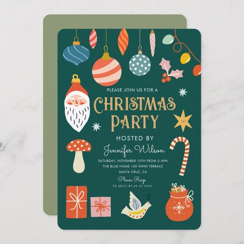Christmas Holiday Party Ornament  Lights Invitation