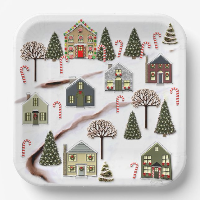 Christmas Holiday Party Paper Plates (Front)