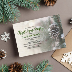Christmas Holiday Party Pine Cone Invitation