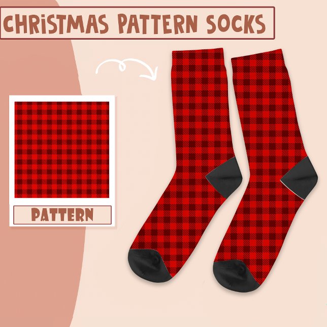 Christmas Holiday Party Red And Black Pattern  Socks (Creator Uploaded)