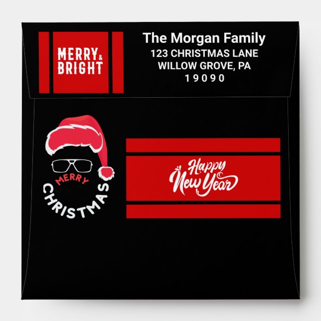  Christmas Holiday Party Red Black Envelope (Back (Top Flap))
