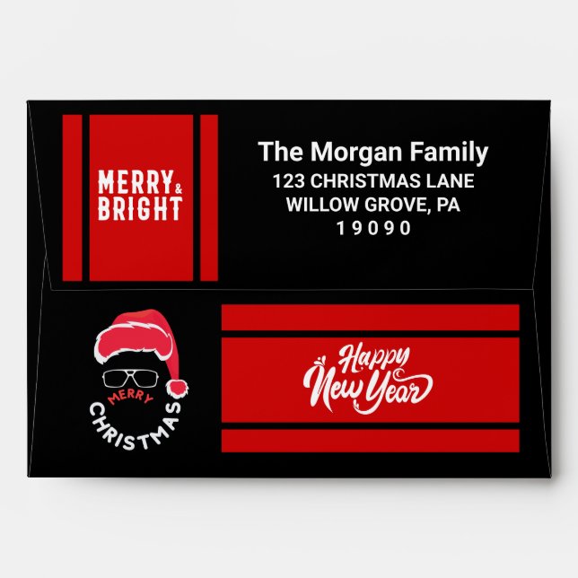  Christmas Holiday Party Red Black Envelope (Back (Top Flap))