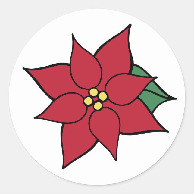 Christmas Holiday Party Red Poinsettia Stickers (Front)