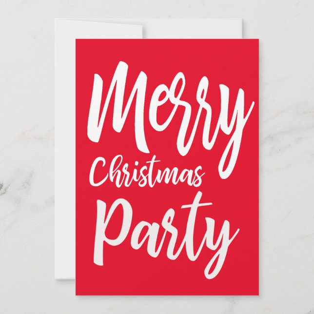Christmas Holiday Party Red with White Typography Invitation (Back)