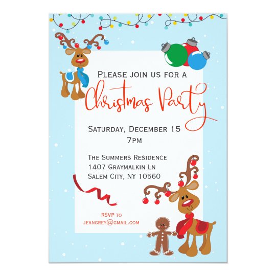 Christmas Holiday Party Reindeer Rudolph Invitation | Zazzle.com