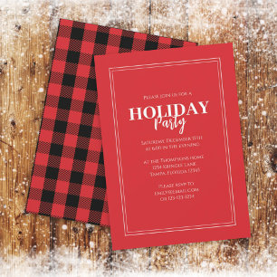 Christmas Holiday Party Rustic Buffalo Plaid Invitation