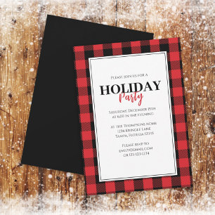 Christmas Holiday Party Rustic Buffalo Plaid Invitation