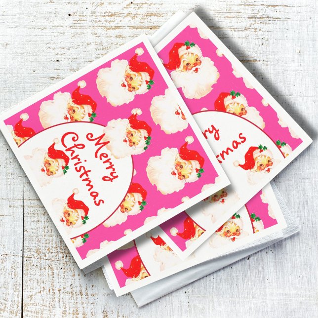 Christmas Holiday Party Santa Claus PInk Napkins (Creator Uploaded)