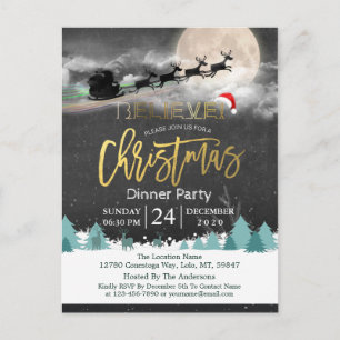 Christmas Holiday Party Santa Hat Reindeer Sleigh Postcard