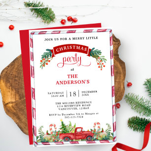 Christmas/Holiday Party Vintage Truck and Greenery Invitation