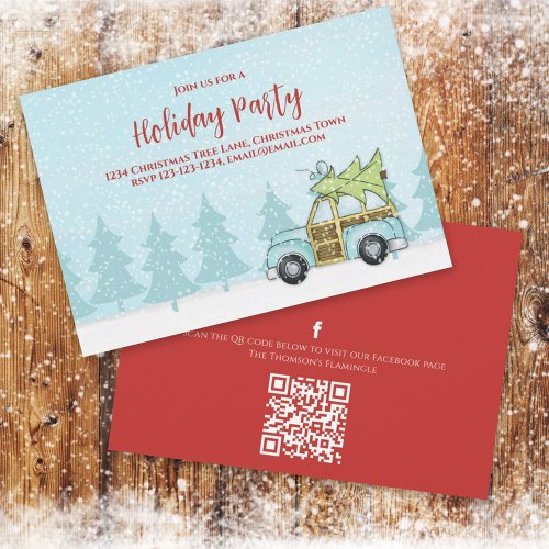 Christmas Holiday Party Winter Festive QR Code  Invitation