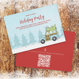 Christmas Holiday Party Winter Festive QR Code Map Invitation