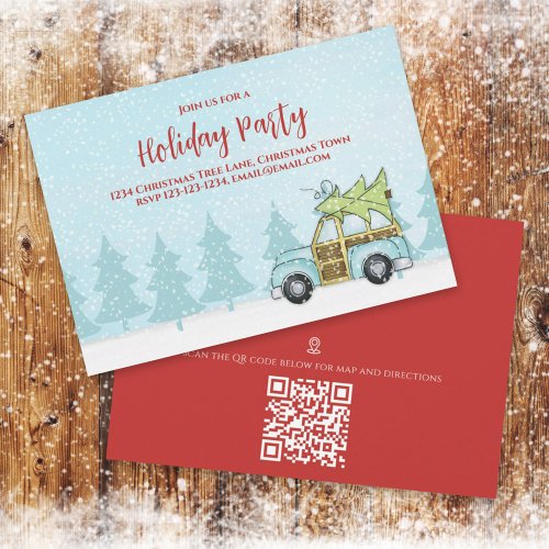 Christmas Holiday Party Winter Festive QR Code Map Invitation