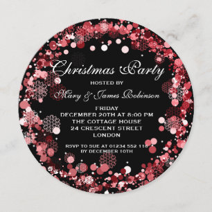 Christmas Holiday Party Wreath Red Invitation