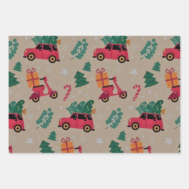 Christmas Holiday Patten  Wrapping Paper Sheets (Front)