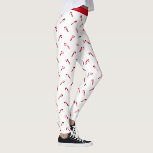 Christmas Holiday Pattern Candy Cane Leggings