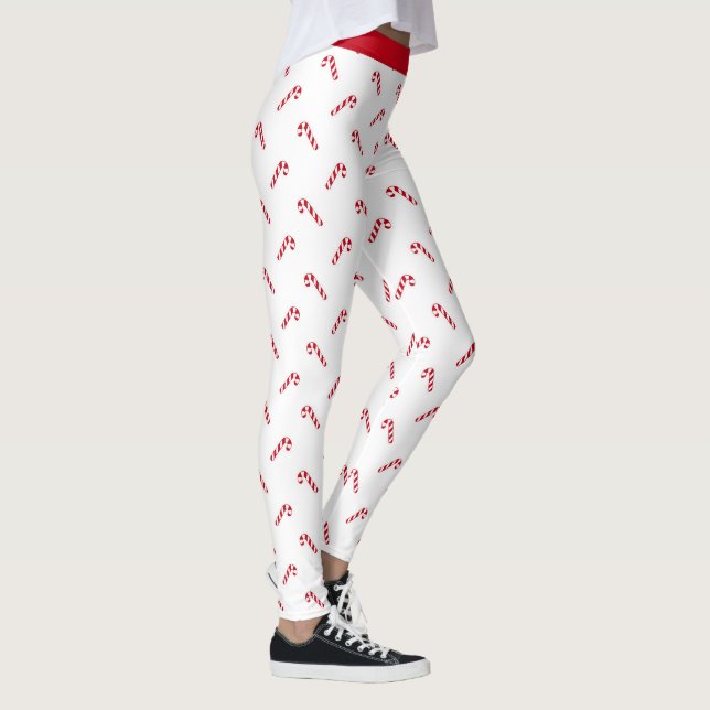 Christmas Holiday Pattern Candy Cane Leggings (Right)